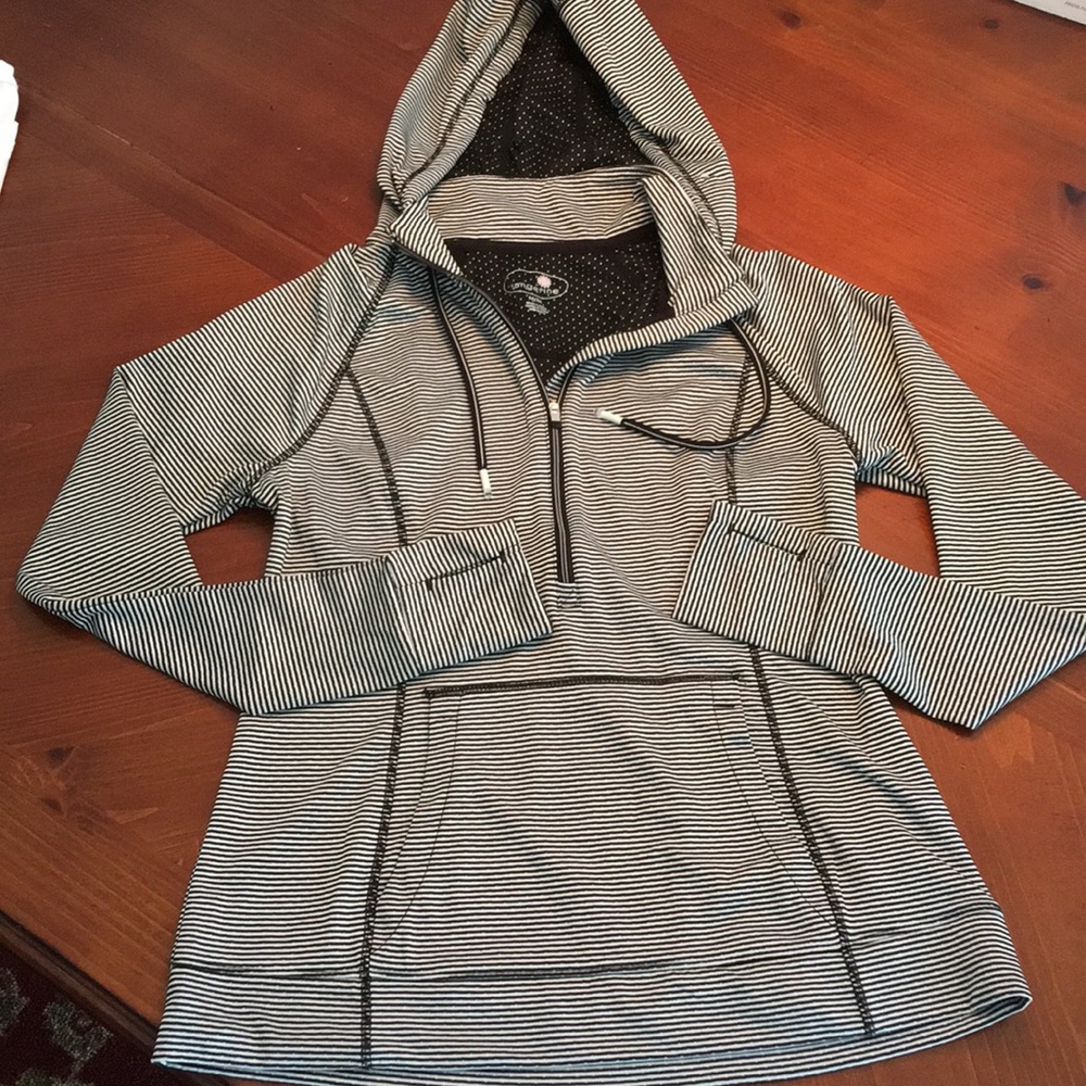 Tangerine half zip hooded pullover